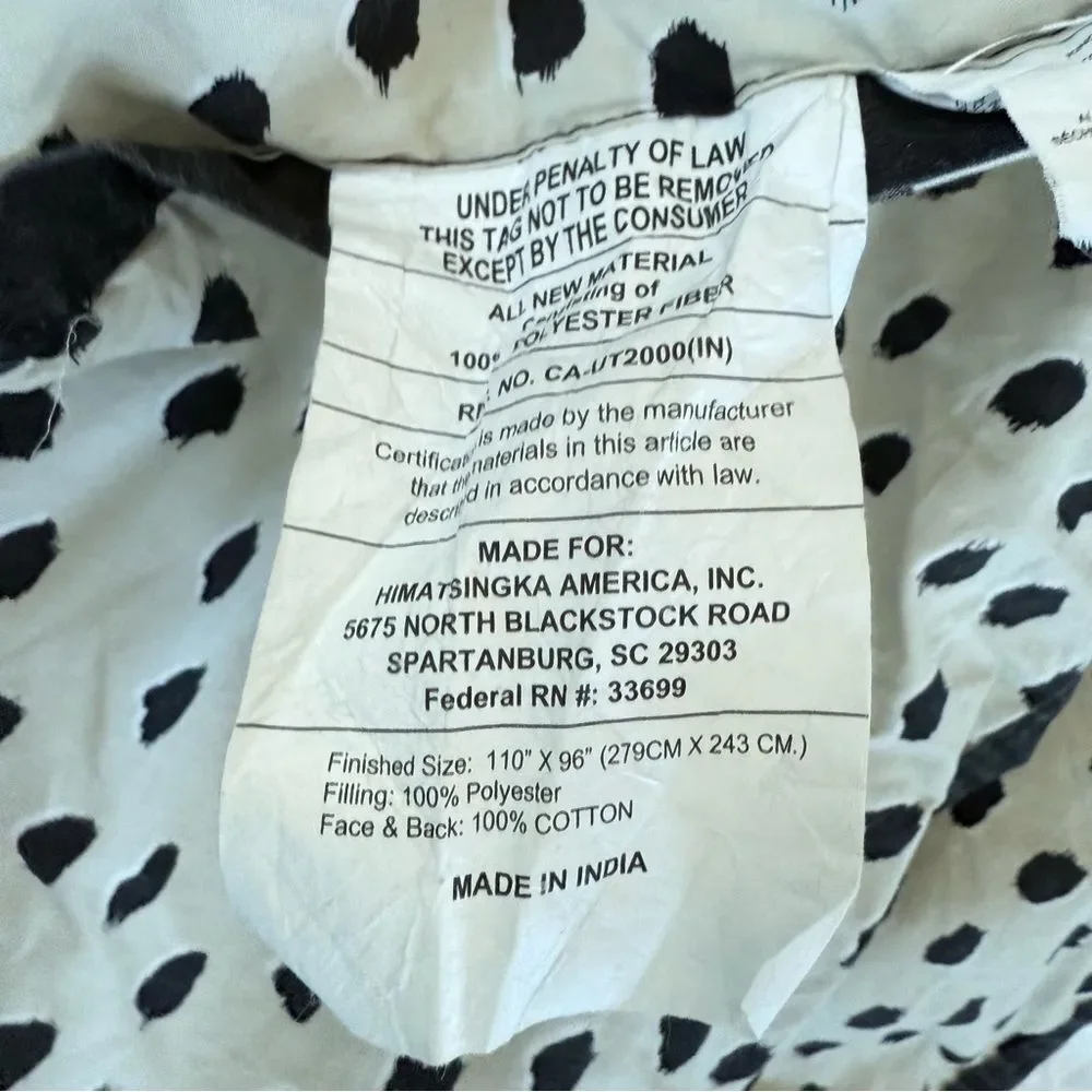 KATE SPADE Black Dots Duvet King Comforter